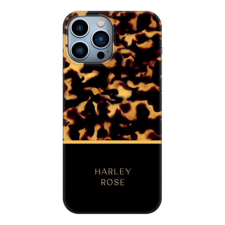 Apple iPhone 13 Pro Max / Snap Classic Personalized Text Luxury Tortoise Shell Pattern, Phone Case - Stylizedd.com