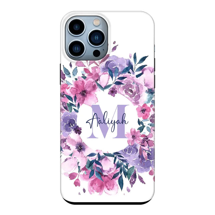 Apple iPhone 13 Pro Max / Tough Pro Custom Monogram Floral Flower Initial Name & Letter, Phone Case - Stylizedd.com