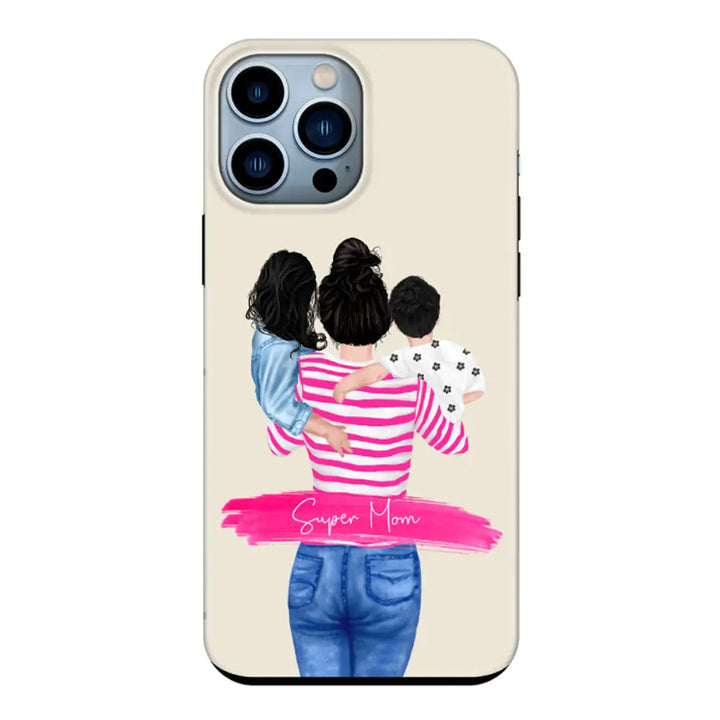 Apple iPhone 13 Pro Max / Tough Pro Custom Clipart Text Mother Son & Daughter Phone Case - Stylizedd.com