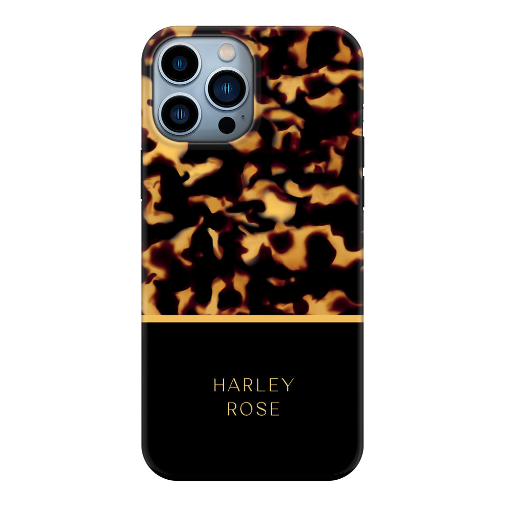 Apple iPhone 13 Pro Max / Tough Pro Personalized Text Luxury Tortoise Shell Pattern, Phone Case - Stylizedd.com