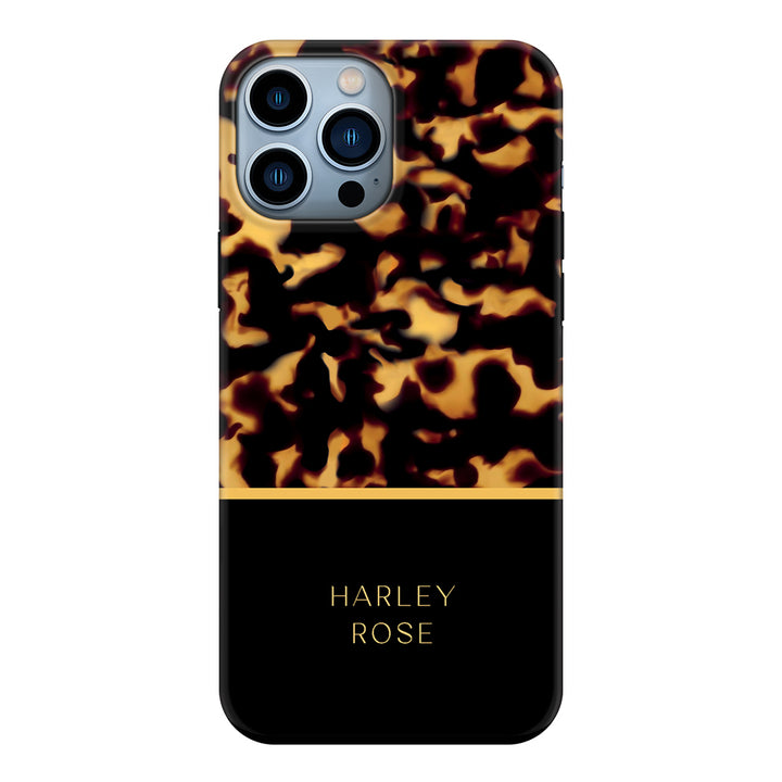 Apple iPhone 13 Pro Max / Tough Pro Personalized Text Luxury Tortoise Shell Pattern, Phone Case - Stylizedd.com
