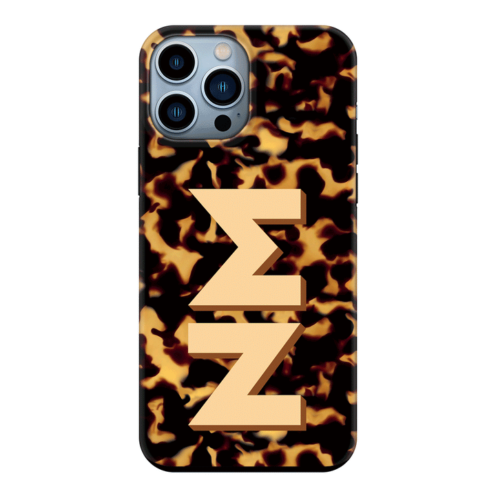 Apple iPhone 13 Pro Max / Tough Pro Custom Monogram 3D Text Luxury Tortoise Shell Pattern, Phone Case - Stylizedd.com