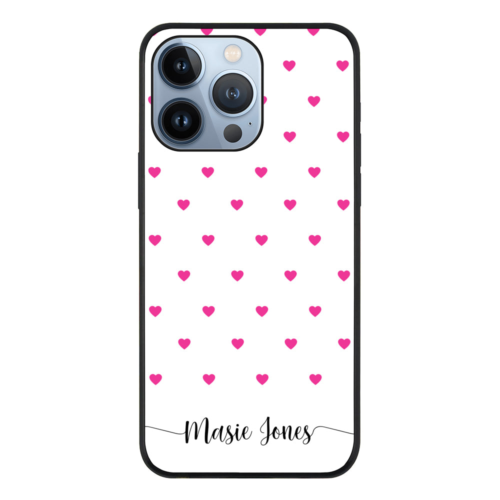 Apple iPhone 13 Pro / Tough Pro Heart Pattern Custom Text, My Name Phone Case - Stylizedd.com