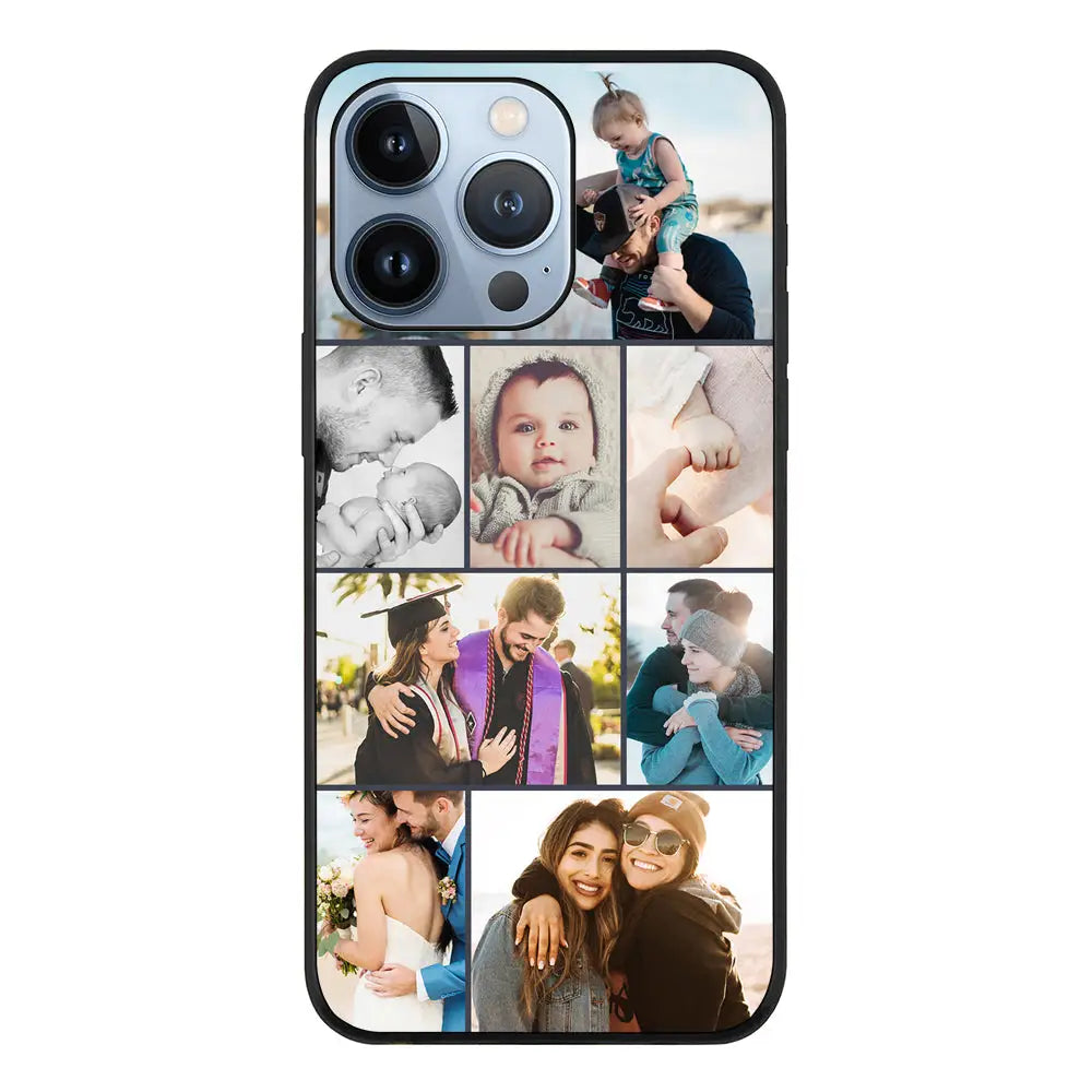 Apple iPhone 13 Pro / Rugged Black Personalised Photo Collage Grid Phone Case - Stylizedd.com