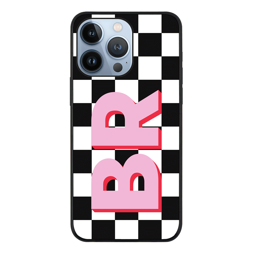 Apple iPhone 13 Pro / Tough Pro Custom Monogram Initial Checkerboard, Phone Case - Stylizedd.com