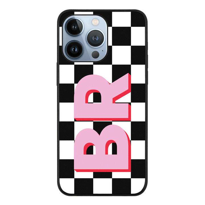 Apple iPhone 13 Pro / Tough Pro Custom Monogram Initial Checkerboard, Phone Case - Stylizedd.com