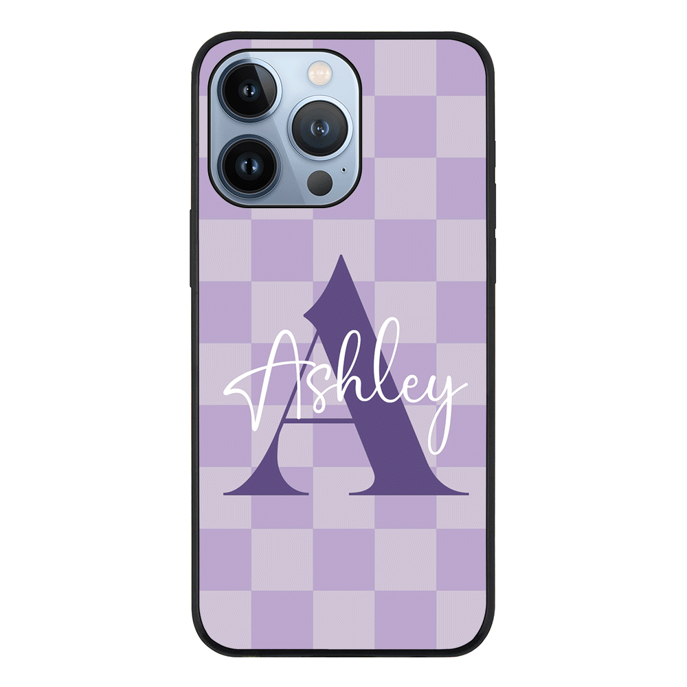 Apple iPhone 13 Pro / Tough Pro Personalized Name Initial Monogram Checkerboard, Phone Case - Stylizedd.com