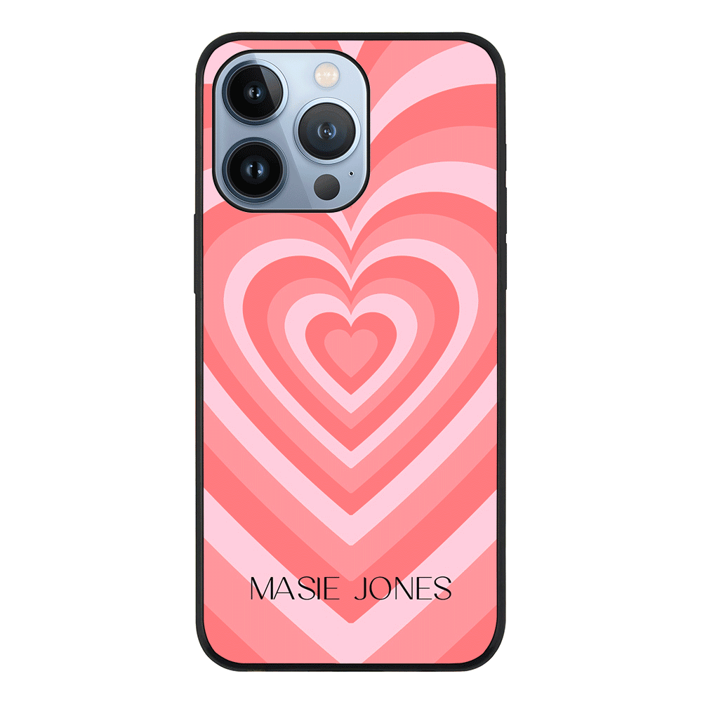 Apple iPhone 13 Pro / Rugged Black Personalized Name Retro Hearts, Phone Case - Stylizedd.com