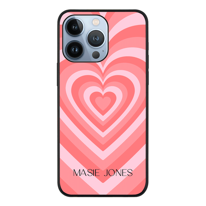 Apple iPhone 13 Pro / Rugged Black Personalized Name Retro Hearts, Phone Case - Stylizedd.com