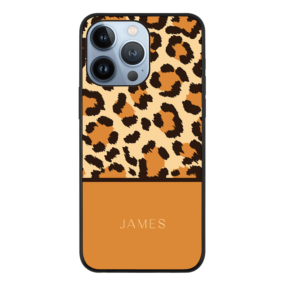 Apple iPhone 13 Pro / Rugged Black Personalized Text Animal Skin Pattern, Phone Case - Stylizedd.com