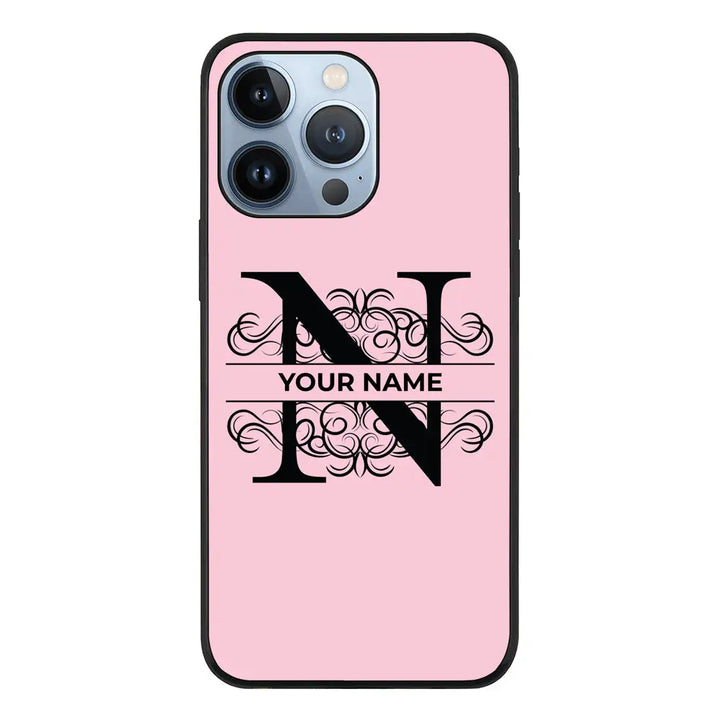 Apple iPhone 13 Pro / Rugged Black Split Floral Initial Phone Case - Stylizedd.com
