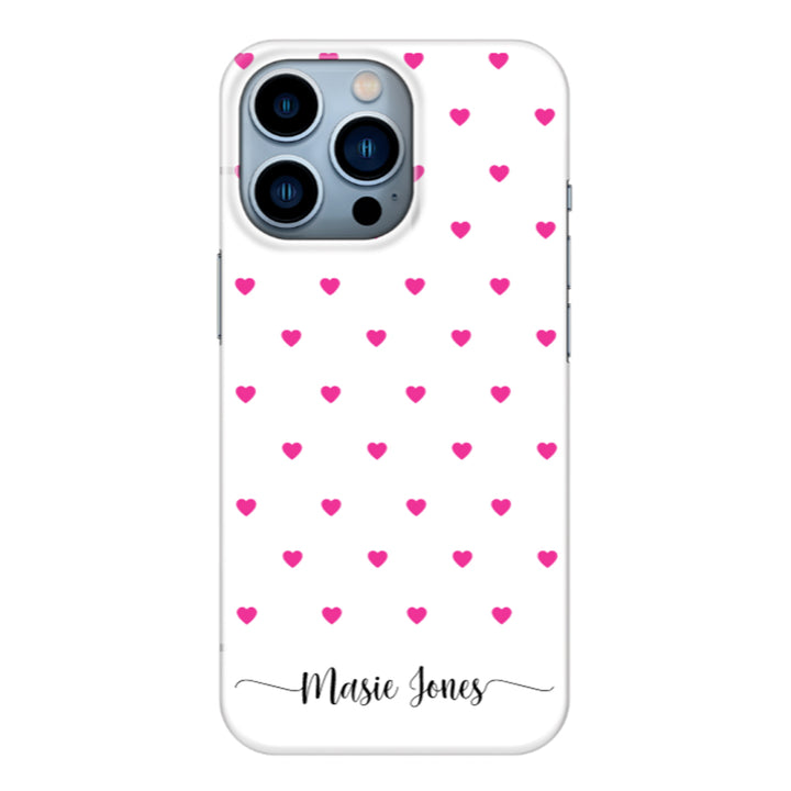 Apple iPhone 13 Pro / Clear Classic Heart Pattern Custom Text, My Name Phone Case - Stylizedd.com