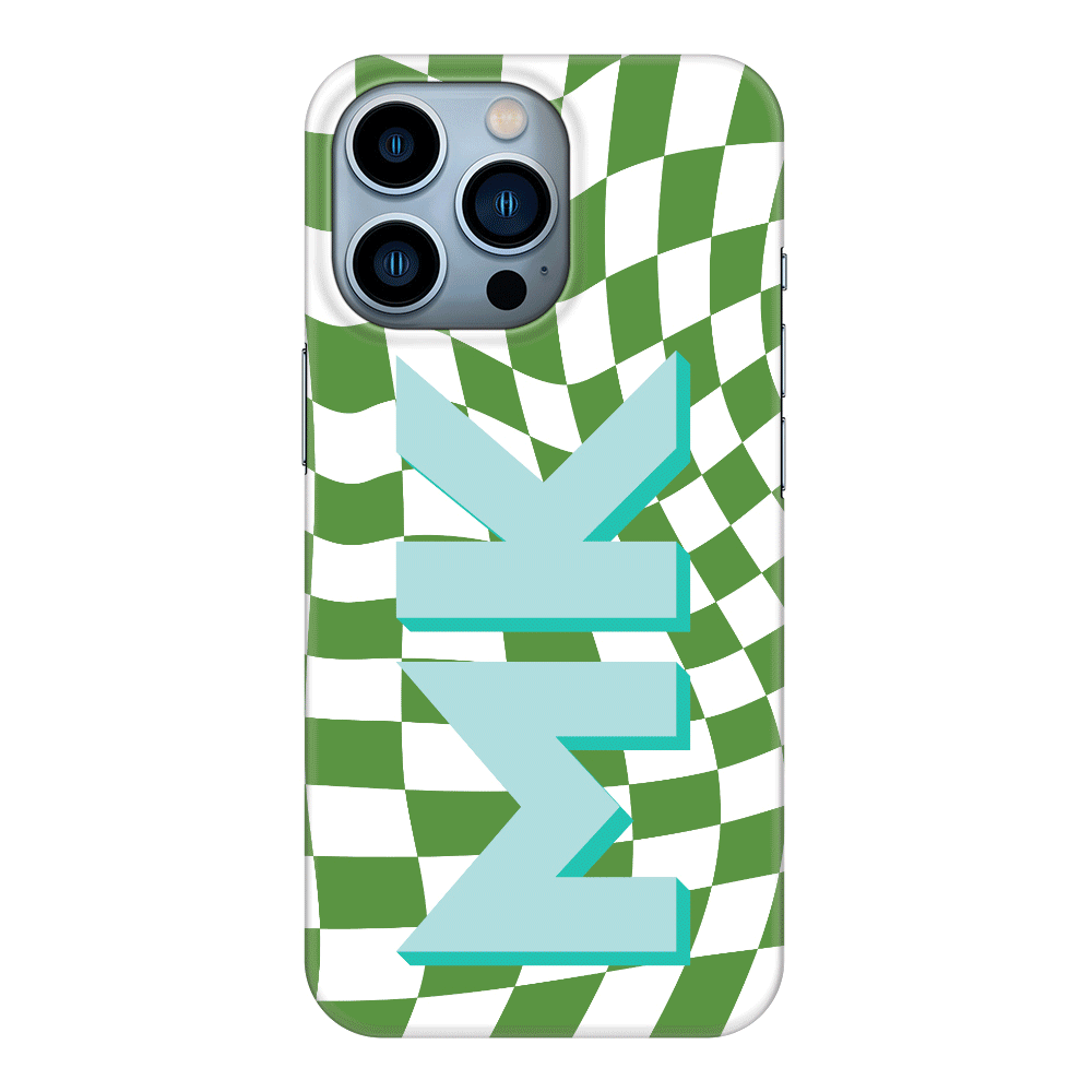 Apple iPhone 13 Pro / Snap Classic Custom Monogram Initial Wavy Checkerboard, Phone Case - Stylizedd.com