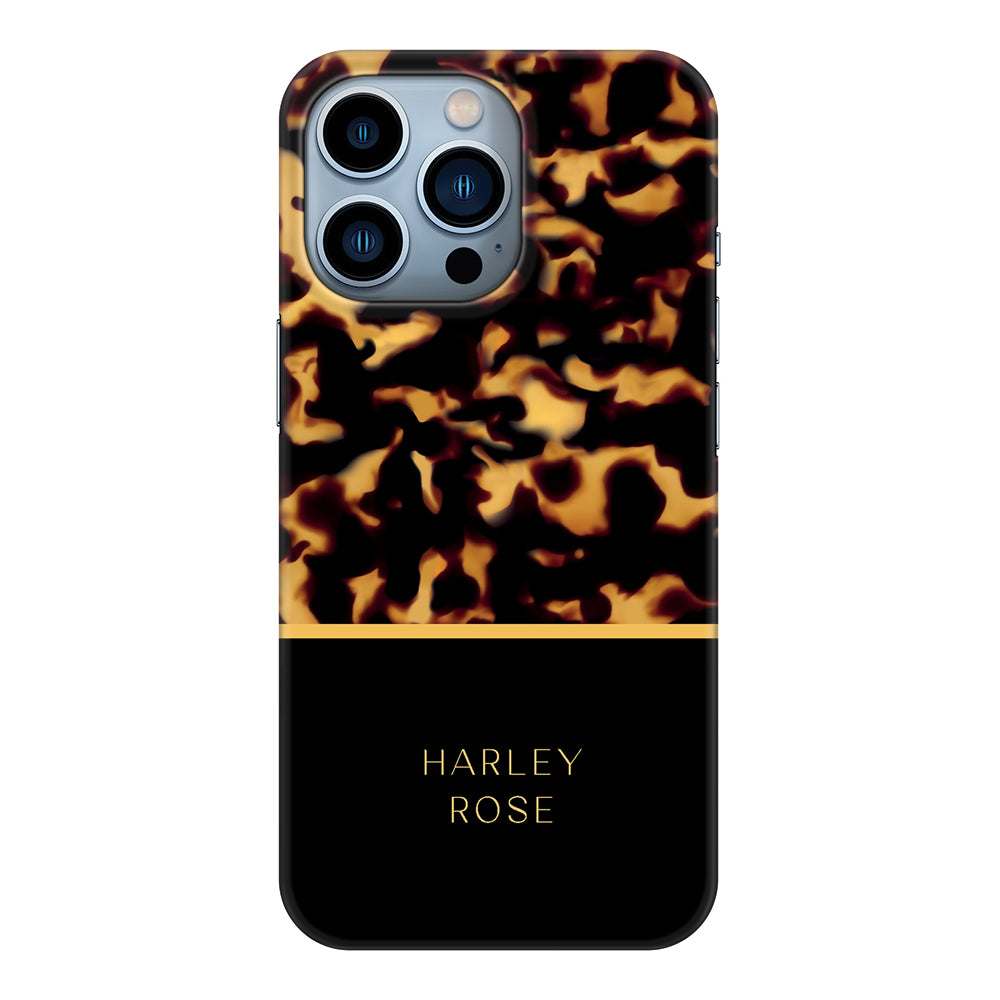 Apple iPhone 13 Pro / Snap Classic Personalized Text Luxury Tortoise Shell Pattern, Phone Case - Stylizedd.com