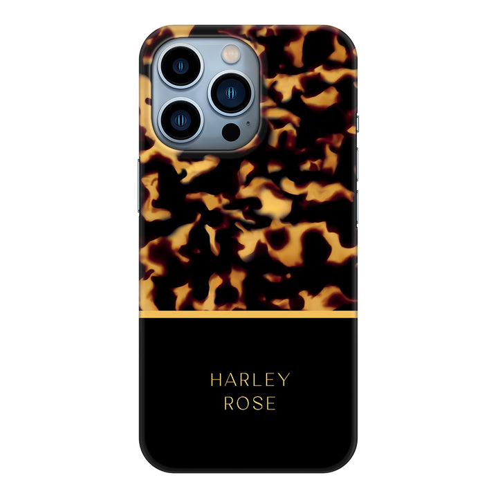 Apple iPhone 13 Pro / Snap Classic Personalized Text Luxury Tortoise Shell Pattern, Phone Case - Stylizedd.com
