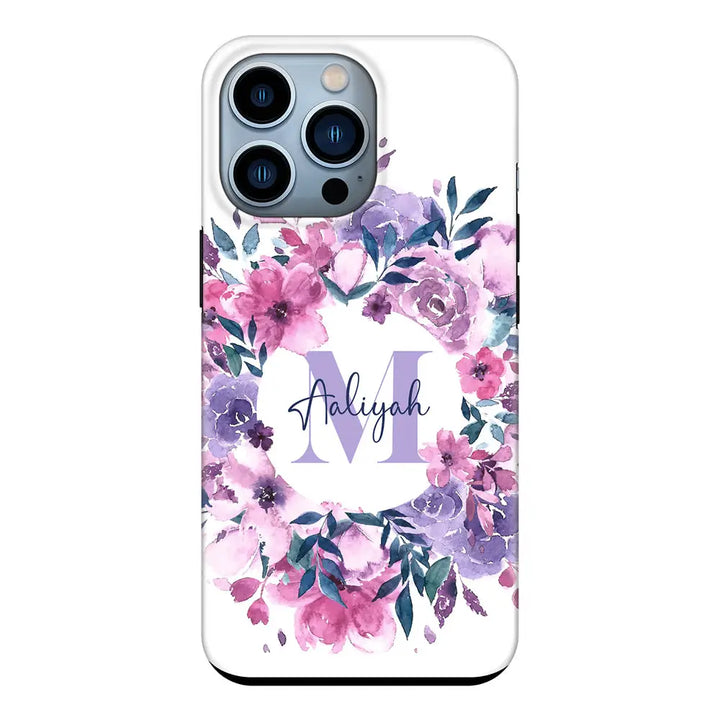 Apple iPhone 13 Pro / Tough Pro Custom Monogram Floral Flower Initial Name & Letter, Phone Case - Stylizedd.com