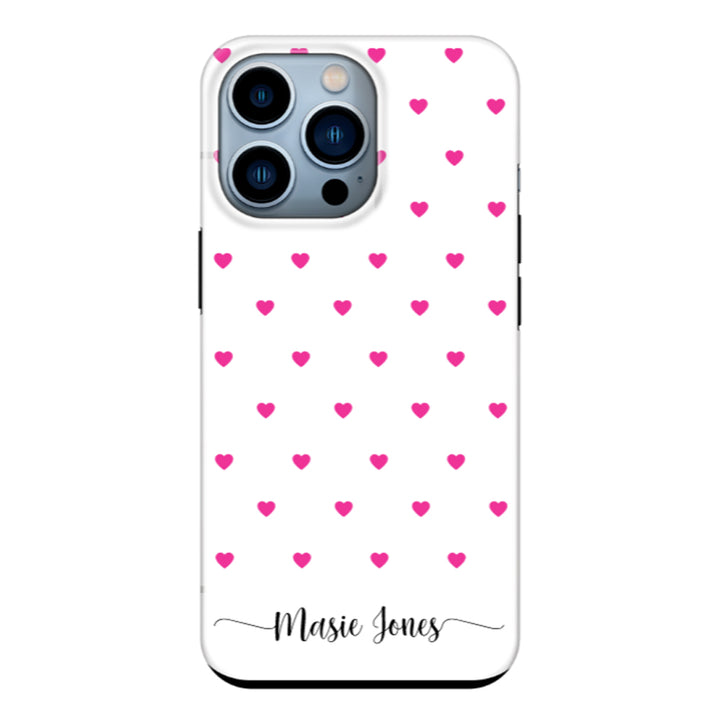 Apple iPhone 13 Pro / Snap Classic Heart Pattern Custom Text, My Name Phone Case - Stylizedd.com