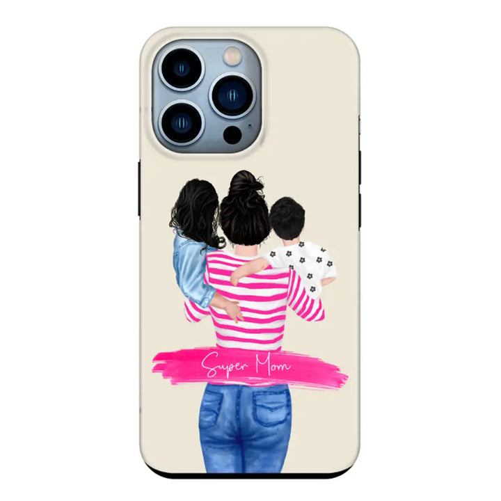 Apple iPhone 13 Pro / Tough Pro Custom Clipart Text Mother Son & Daughter Phone Case - Stylizedd.com