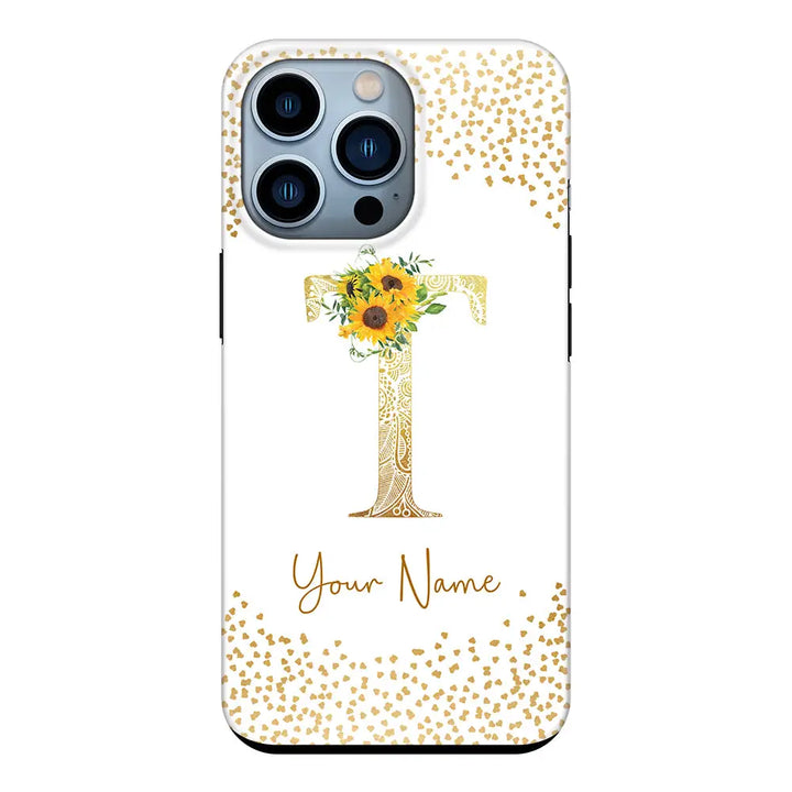 Apple iPhone 13 Pro / Tough Pro Floral Mandala Initial Phone Case - Stylizedd.com