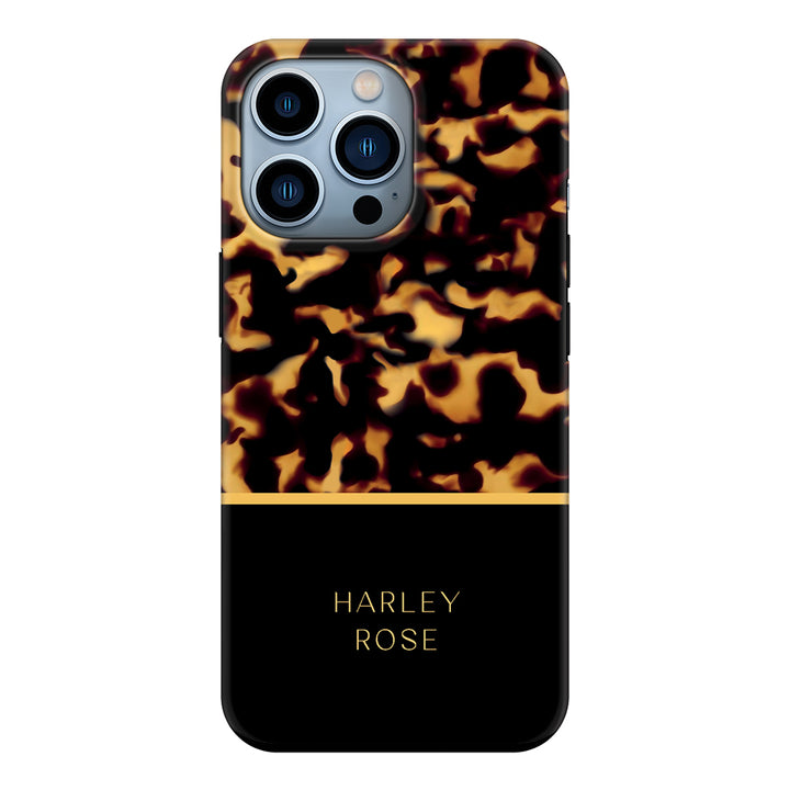 Apple iPhone 13 Pro / Tough Pro Personalized Text Luxury Tortoise Shell Pattern, Phone Case - Stylizedd.com
