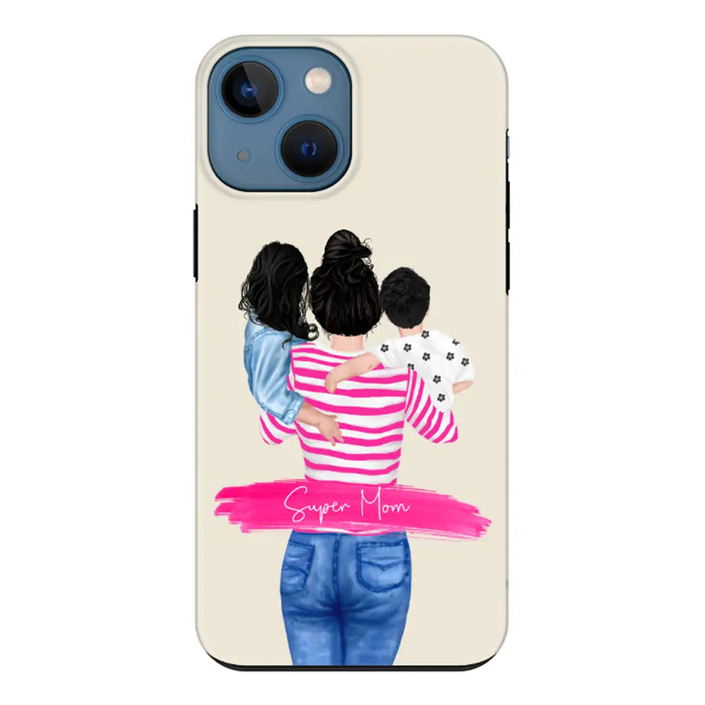 Apple iPhone 13 / Tough Pro Phone Case Custom Clipart Text Mother Son & Daughter Phone Case - Stylizedd.com