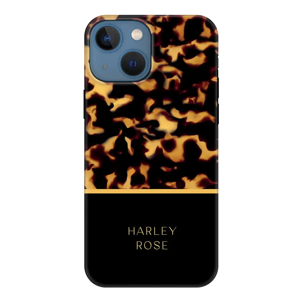 Apple iPhone 13 / Tough Pro Personalized Text Elegant Luxury Tortoise Shell Pattern, Phone Case - Stylizedd.com