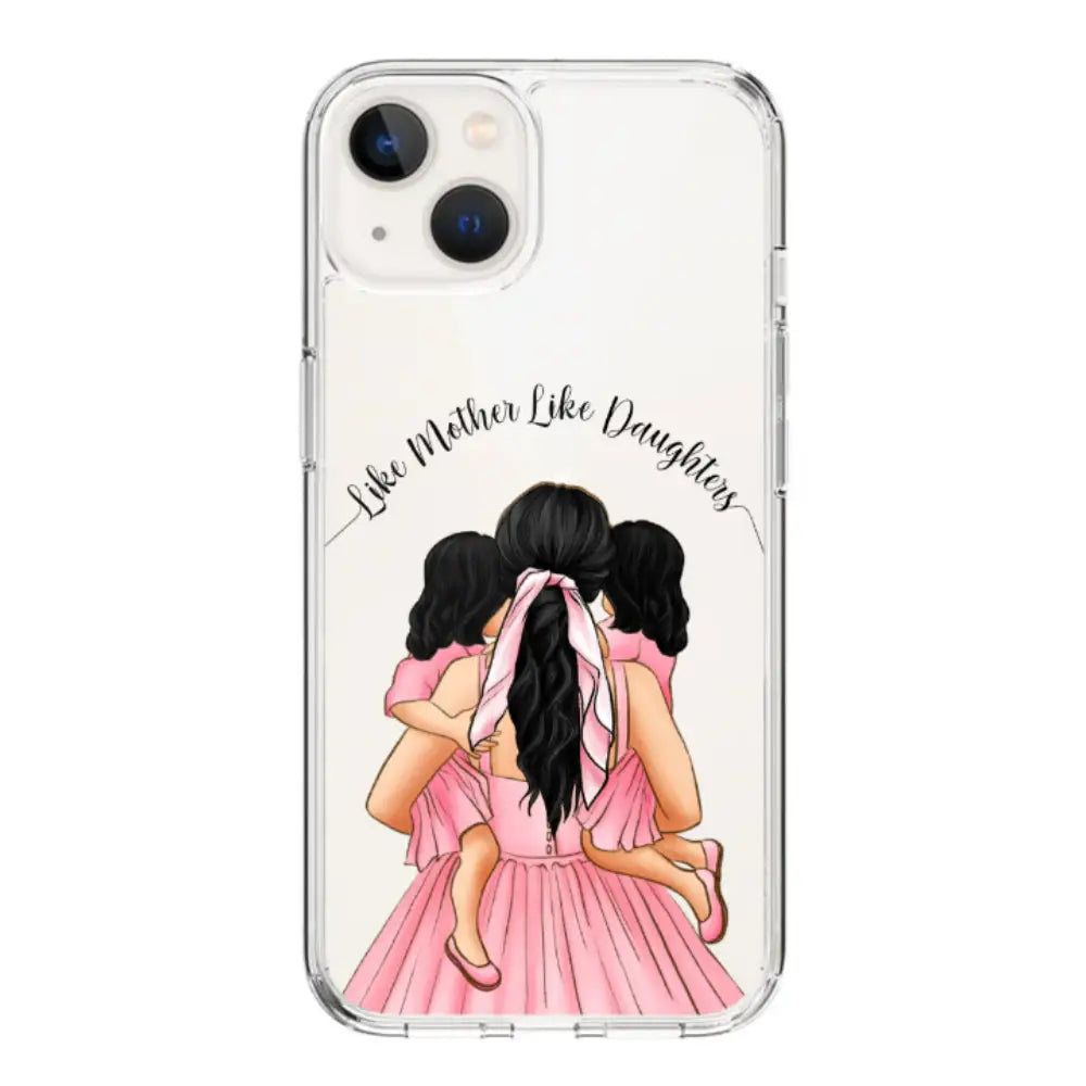 Apple iPhone 14 / Clear Classic Mother 2 daughters Custom Clipart, Text Phone Case - Stylizedd.com