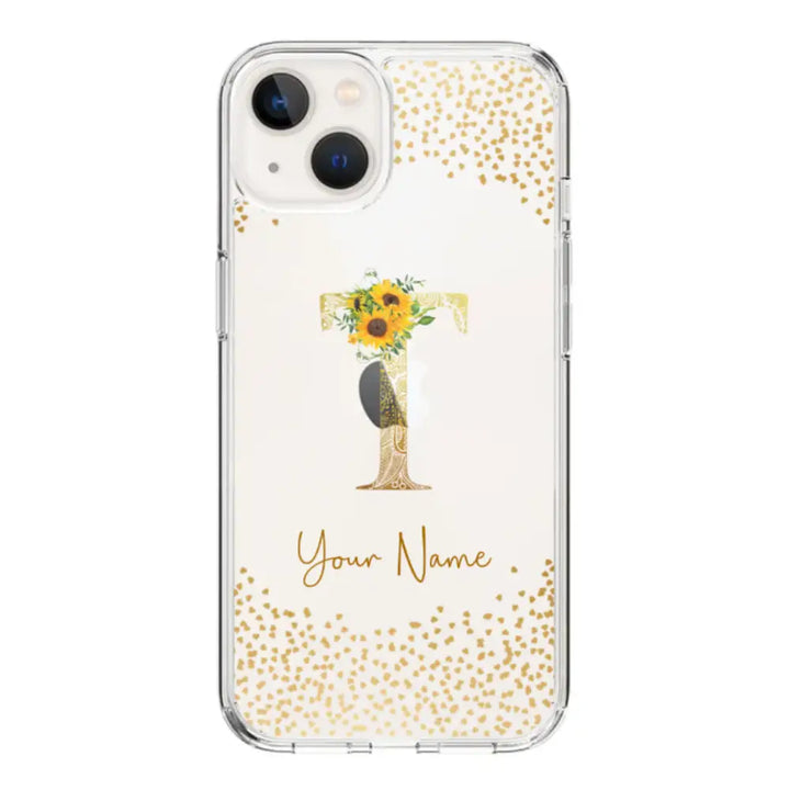 Apple iPhone 14 / Clear Classic Floral Mandala Initial Phone Case - Stylizedd.com