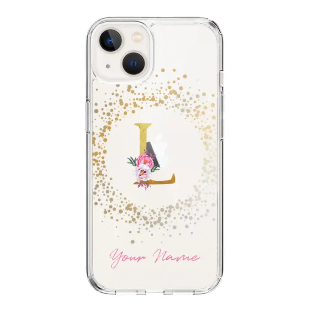 Apple iPhone 14 / Clear Classic Floral Initial Phone Case - Stylizedd.com