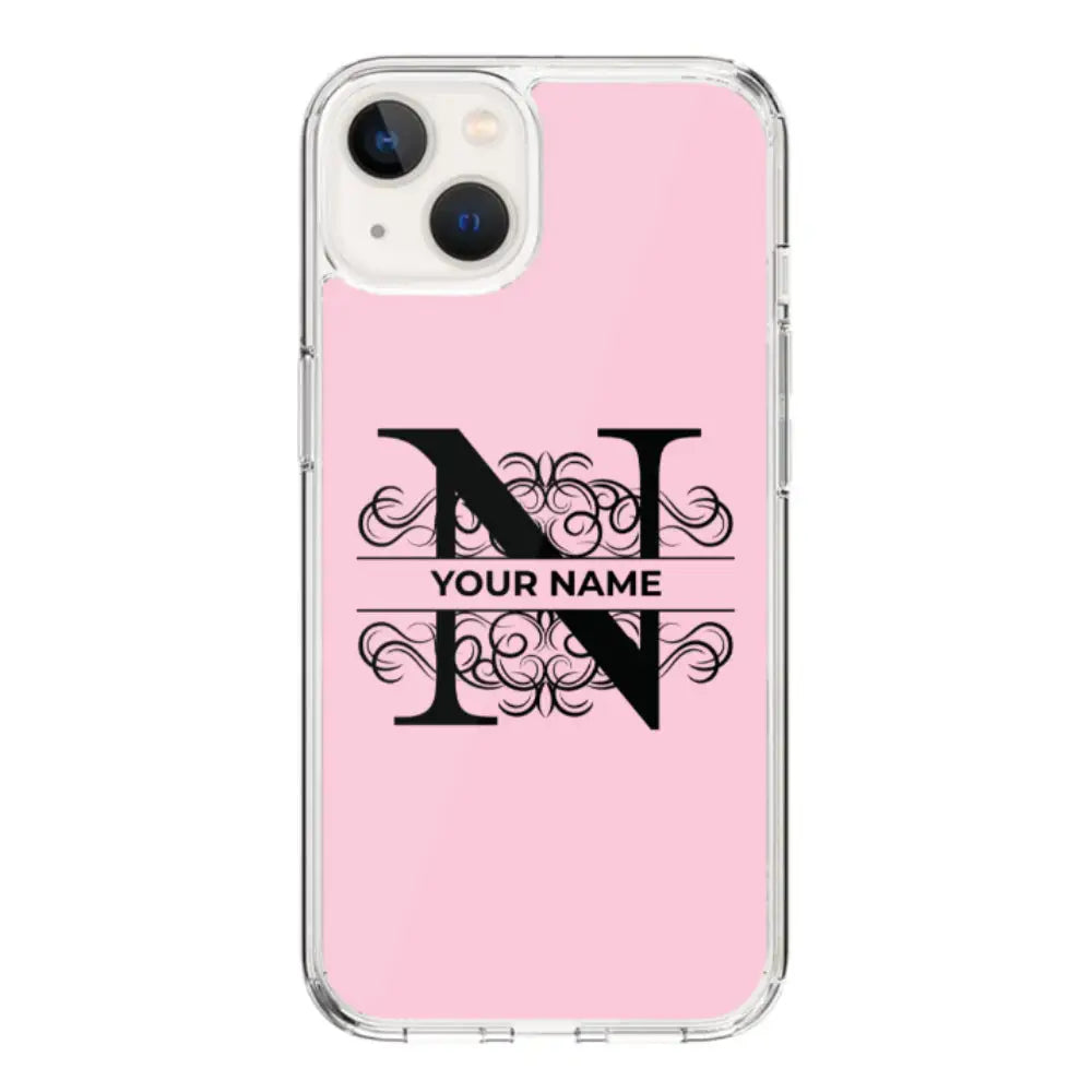 Apple iPhone 14 / Clear Classic Split Floral Initial Phone Case - Stylizedd.com