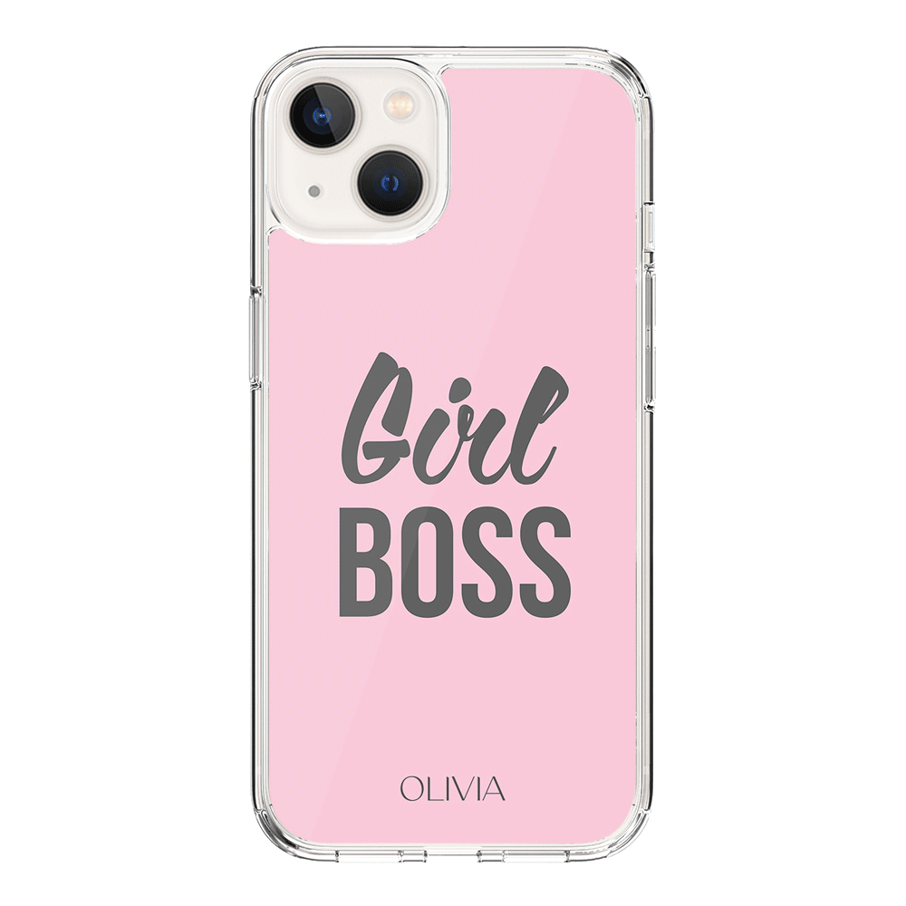 Apple iPhone 14 / Clear Classic Personalized Name Girl Boss, Phone Case - Stylizedd.com