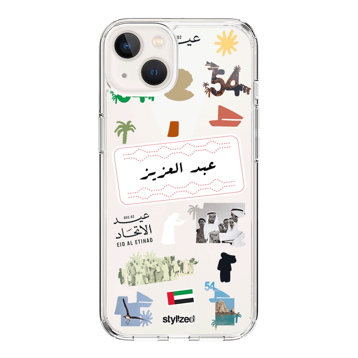 Apple iPhone 14 / Clear Classic Custom Eid Al Etihad 54 National Day Sticker, Phone Case - Stylizedd.com