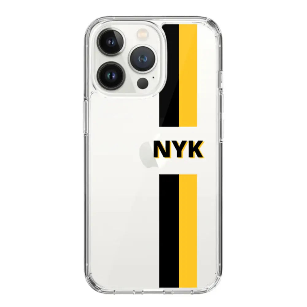 Apple iPhone 14 Pro / Clear Classic Custom Striped Monogram Phone Case - Stylizedd.com