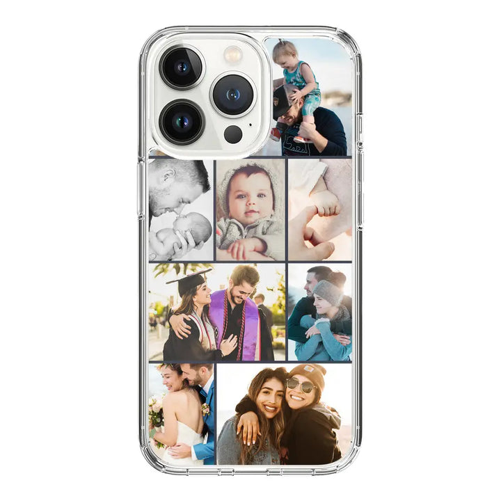 Apple iPhone 14 Pro / Clear Classic Personalised Photo Collage Grid Phone Case - Stylizedd.com