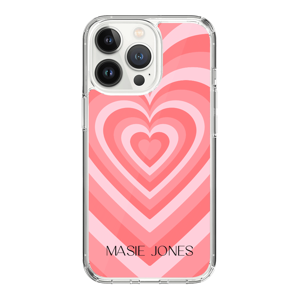 Apple iPhone 14 Pro / Clear Classic Personalized Name Retro Hearts, Phone Case - Stylizedd.com