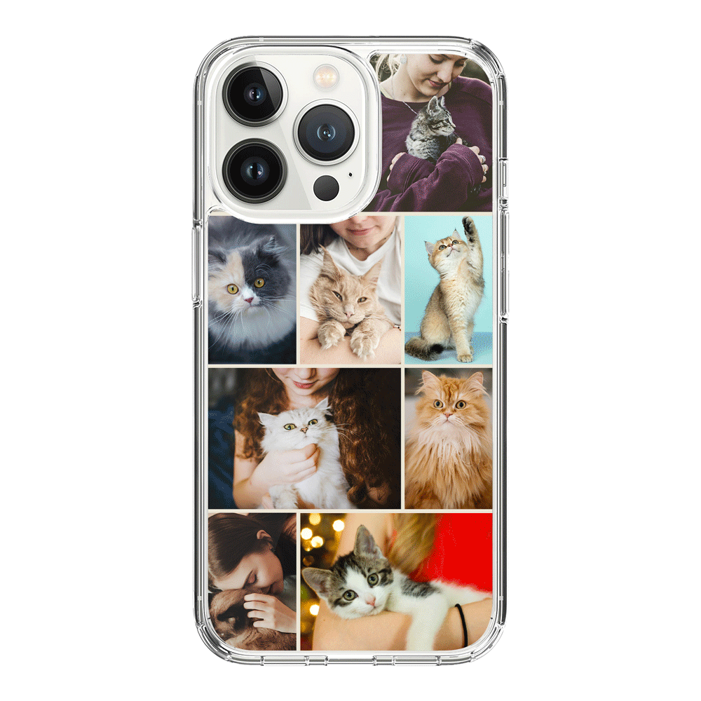 Apple iPhone 14 Pro / Rugged Black Personalised Photo Collage Grid Pet Cat, Phone Case - Stylizedd.com
