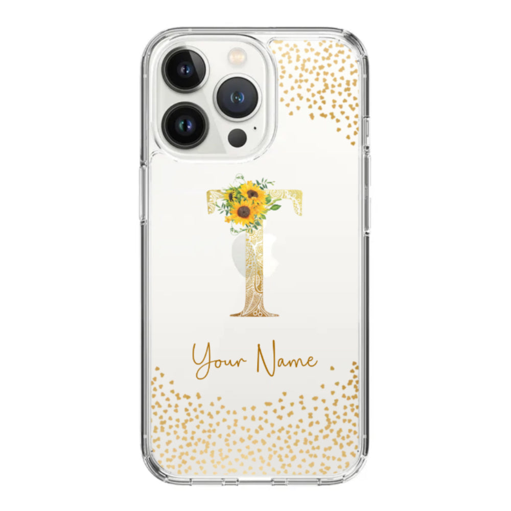 Apple iPhone 14 Pro / Rugged Black Floral Mandala Initial Phone Case - Stylizedd.com