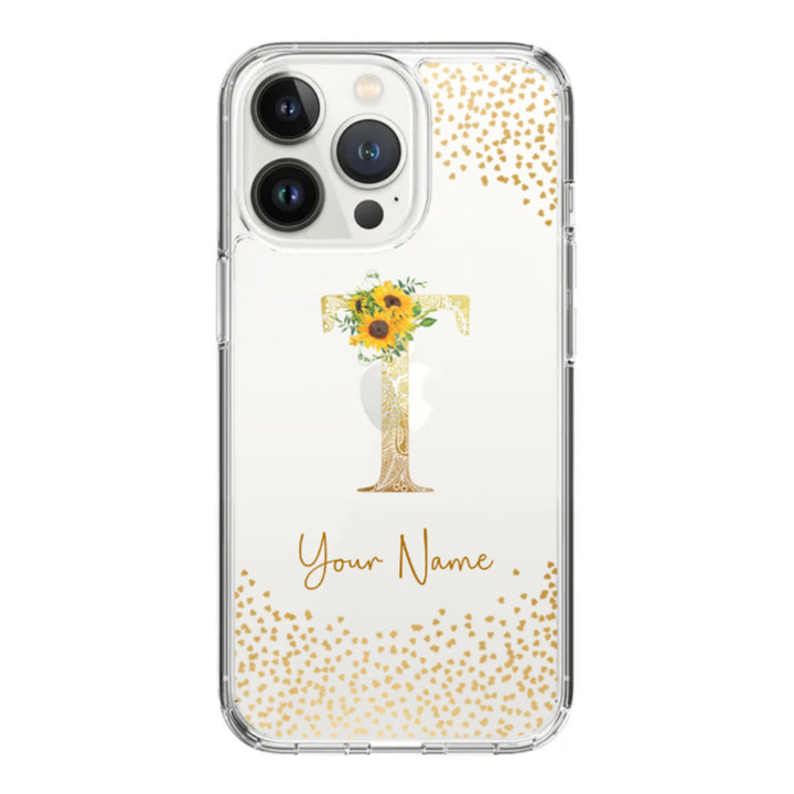 Apple iPhone 14 Pro / Rugged Black Floral Mandala Initial Phone Case - Stylizedd.com