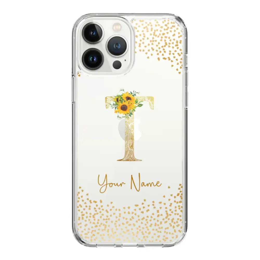 Apple iPhone 14 Pro / Clear Classic Floral Mandala Initial Phone Case - Stylizedd.com