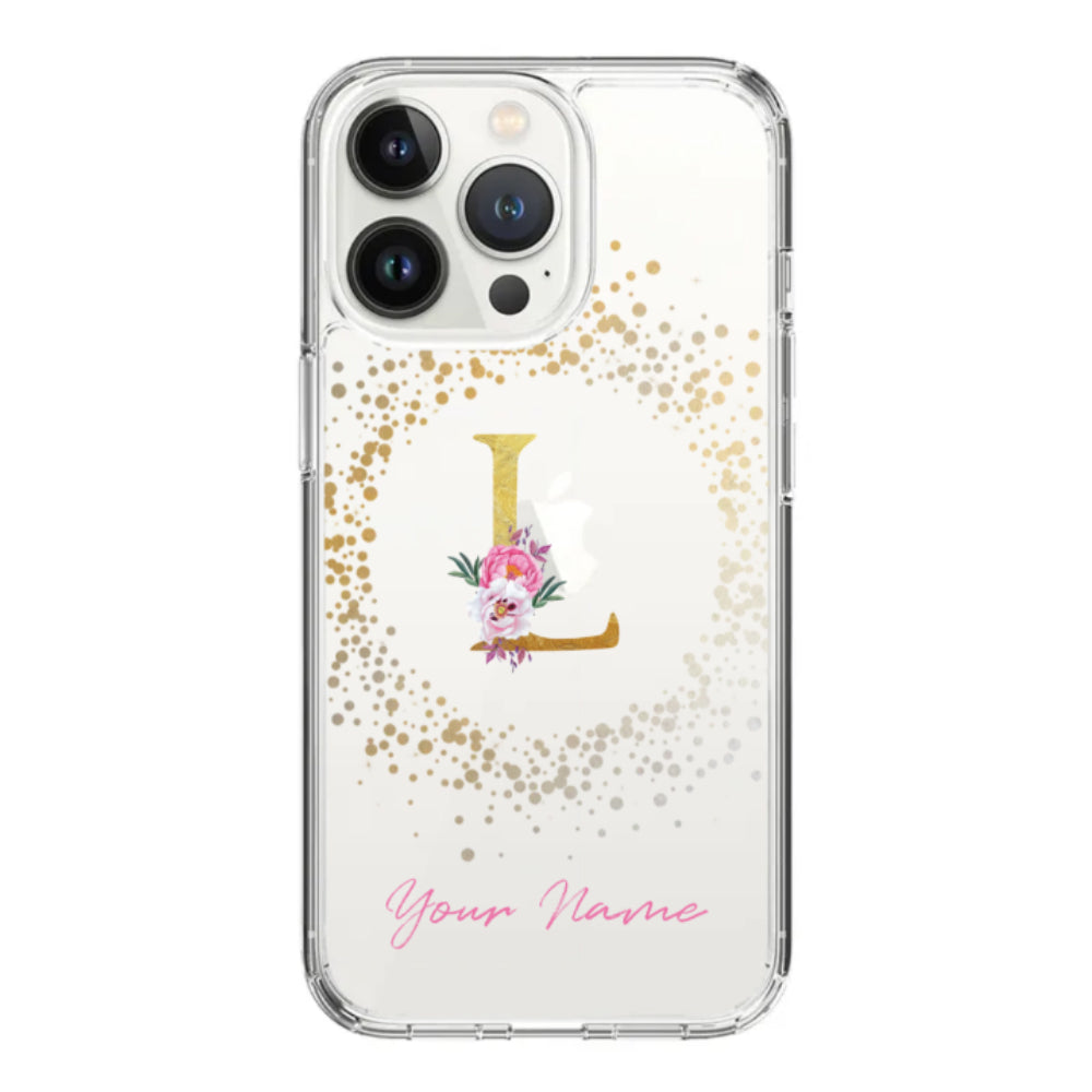 Apple iPhone 14 Pro / Rugged Black Floral Initial Phone Case - Stylizedd.com