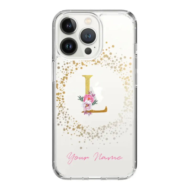 Apple iPhone 14 Pro / Clear Classic Floral Initial Phone Case - Stylizedd.com