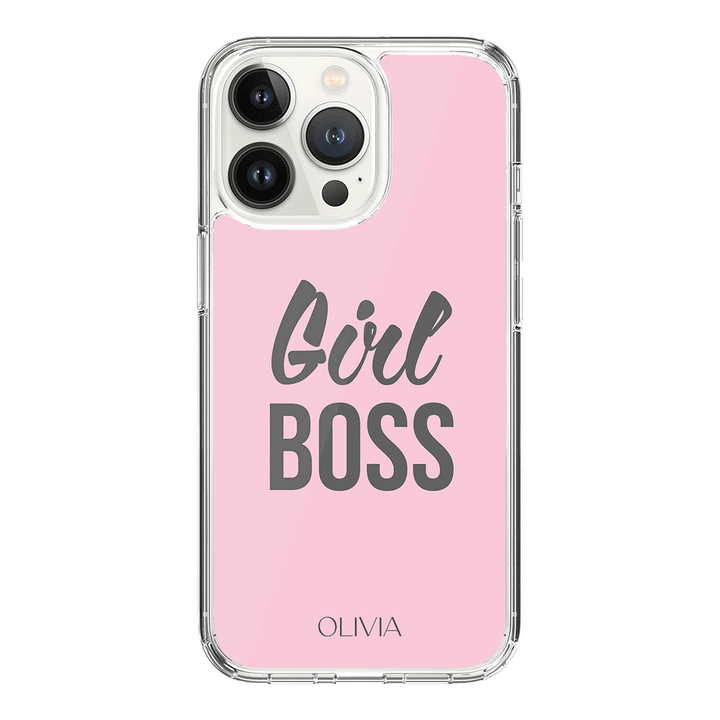 Apple iPhone 14 Pro / Clear Classic Personalized Name Girl Boss, Phone Case - Stylizedd.com