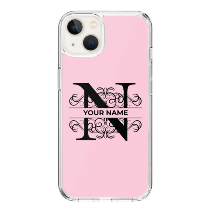 Apple iPhone 14 Plus / Clear Classic Split Floral Initial Phone Case - Stylizedd.com