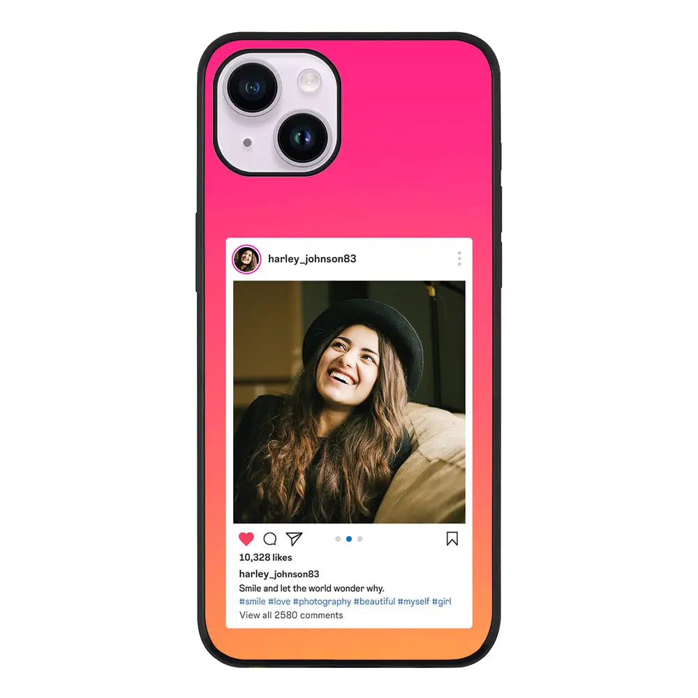 Apple iPhone 14 Plus / Rugged Black Phone Case Custom Photo Instagram Post Template, Phone Case - Stylizedd