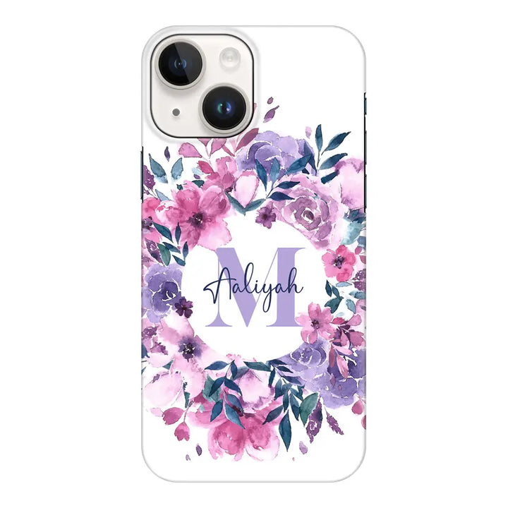 Apple iPhone 14 Plus / Snap Classic Custom Monogram Floral Flower Initial Name & Letter, Phone Case - Stylizedd.com