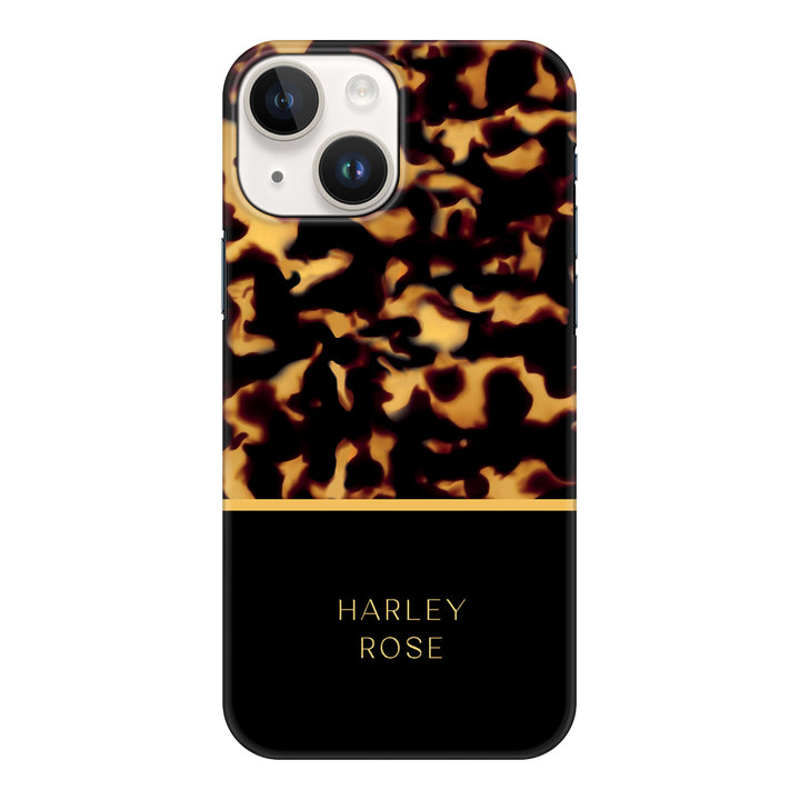 Apple iPhone 14 Plus / Snap Classic Personalized Text Luxury Tortoise Shell Pattern, Phone Case - Stylizedd.com