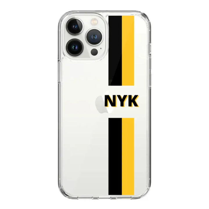 Apple iPhone 14 Pro Max / Clear Classic Custom Striped Monogram Phone Case - Stylizedd.com