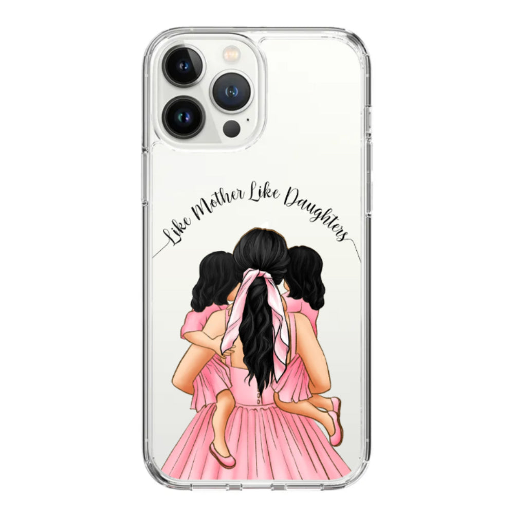 Apple iPhone 14 Pro Max / Rugged Black Mother 2 daughters Custom Clipart, Text Phone Case - Stylizedd.com