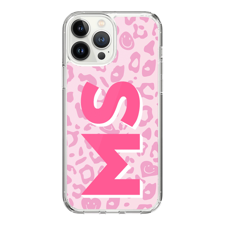 Apple iPhone 14 Pro Max / Clear Classic Custom Monogram Initial 3D Shadow Text Seamless Pattern, Phone Case - Stylizedd.com