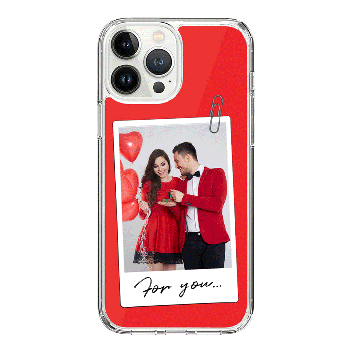 Apple iPhone 14 Pro Max / Rugged Black Personalized Polaroid Photo Valentine, Phone Case - Stylizedd.com